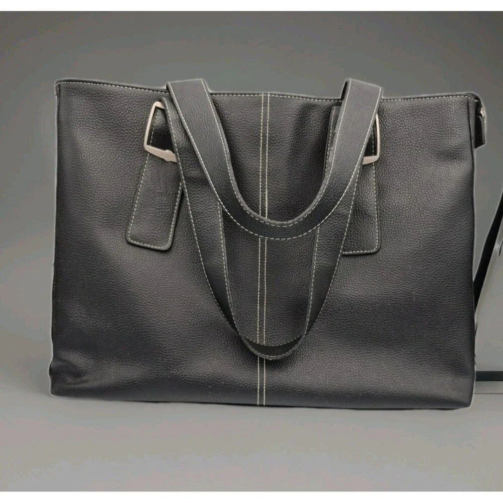 SOLO Classic Collection Unisex Laptop Tote Bag Briefcase - Black Padded Zipper